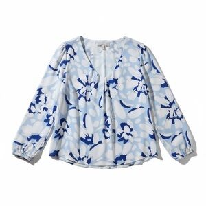 LOFT Blue and White Floral Blouse